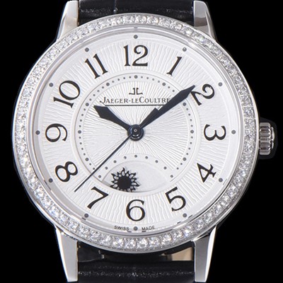 SA급 예거르꿀르뜨 남성용 랑데부 나잇&데이 3468421 레이디 워치 최상급 다이아몬드 세팅 베젤 문페이즈 화이트 텍스쳐드 다이얼 오토매틱 무브먼트 JAG0445 xx