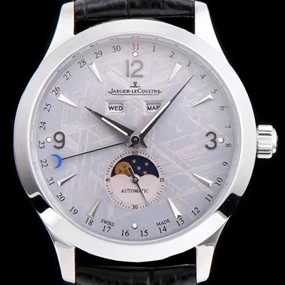 SA급 예거르꿀뜨르 남성용 마스터 캘린더 1558421모델 씬 문페이즈 그레이 운석다이얼 아플리케 인덱스 오토매틱 무브먼트 JAG4200 xx