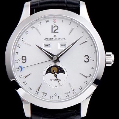 SA급 예거르꿀뜨르 남성용 마스터 캘린더 1558420모델 씬 문페이즈 실버다이얼 아플리케 인덱스 Jag0093 오 JAG4201 xx