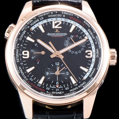 SA급 예거르꿀뜨르 남성용 폴라리스 지오그래픽 904847J WT!! 세컨드 타임존 24시간 인디케이터 월드타임 파워 리저브 블랙 그라데이션 다이얼 수정형 Cal.866 타입 오토매틱 무브먼트 JAG0400 xx