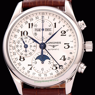 SA급 론진 남성용 정*성시계 ! BEST UP!! 마스터 컬렉션 L2.773.4.78.3 문페이즈 크로노그래프 베스트 모델 화이트 발리콘 다이얼 오토매틱 무브먼트 LON0402 xx