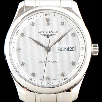 SA급 론진 남성용 마스터 컬렉션 L2.755.5.97.7 클래식 데이데이트 논크로노 모델!! 화이트 텍스쳐드 다이얼 브레이슬릿 오토메틱 무브먼트 LON0410 xx