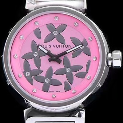 SA급 루이비통 남성용 탕부르 핑크 다이얼 쿼츠 무브먼트 LOU4200 xx