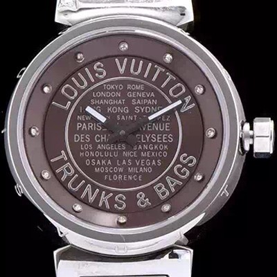 SA급 루이비통 남성용 탕부르 브라운 다이얼 쿼츠 무브먼트 LOU4200 xx