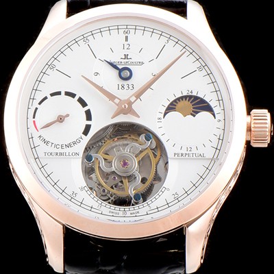 SA급 예거르쿨트르 남성용 마스터 그랑 트래디션 5043480 1833퍼페추얼 18K 로즈골드 케이스 화이트 다이얼 아시안 투어빌론 탑재 무브먼트 JAG0413 xx