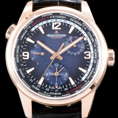 SA급 예거르꿀뜨르 남성용 폴라리스 지오그래픽 904847J WT!! 세컨드 타임존 24시간 인디케이터 월드타임 파워 리저브 블랙&블루 그라데이션 다이얼 수정형 Cal.866 타입오토매틱 무브먼트 JAG0404 xx