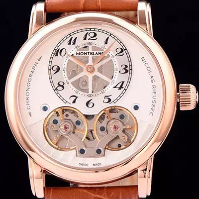 SA급 몽블랑 남성용 스타 니콜라스 뤼섹 모노푸셔 크로노그래프 화이트다이얼 MON42001 xx