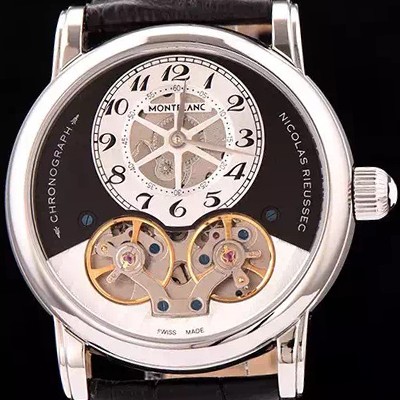 SA급 몽블랑 남성용 스타 니콜라스 뤼섹 모노푸셔 크로노그래프 블랙다이얼 MON42002 xx