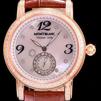 SA급 몽블랑 여성용 스포츠 화이트 쉘 다이얼 다이아몬드 주얼리 세팅 쿼츠 무브먼트 MON42001 xx