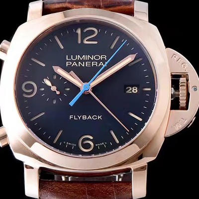 SA급 파네라이 남성용 오피치네 파네라이 루미너 플라이백 44mm 블랙다이얼 PAN0240 xx