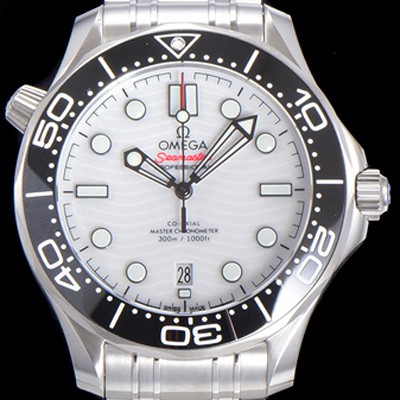 SA급 오메가 남성용 시마스터 210.30.42.20.04.001 다이버 300M 오메가 코-액시얼 마스터 크로노미터 42MM 화이트 다이얼 Calibre 3130타입 오토매틱 무브먼트 OMG05043 xx