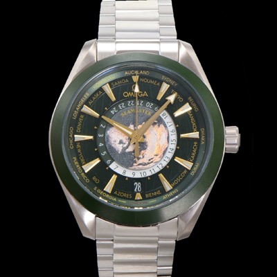 SA급 오메가 남성용 씨마스터 220.30.43.22.10.001 아쿠아테라 150M GMT 월드타이머 43미리 오토매틱 Cal. 8938 타입 메탈줄 그린 다이얼 omg20241 xx
