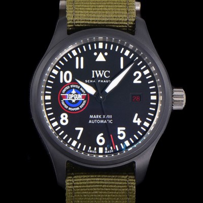SA급 아이더블유씨남성용 파일럿 마크 18 탑건 에디션 IW324711 오토매틱 40mm 세라믹재질 나토천/가죽줄 믹스 블랙다이얼 iwc09481 xx