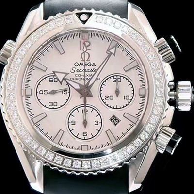 SA급 오메가 남성용 시마스터 코엑시엘 222.32.38.50.01 쥬얼 다이아몬드 베젤 크로노그래프 화이트 다이얼 오토매틱 무브먼트 OMG0005 xx