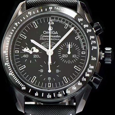 SA급 오메가 남성용 스피드마스터 문워치 기념 리미티드 에디션 크로노그래프 블랙 세라믹 베젤 블랙 다이얼 오토매틱 무브먼트 OMG00006 xx
