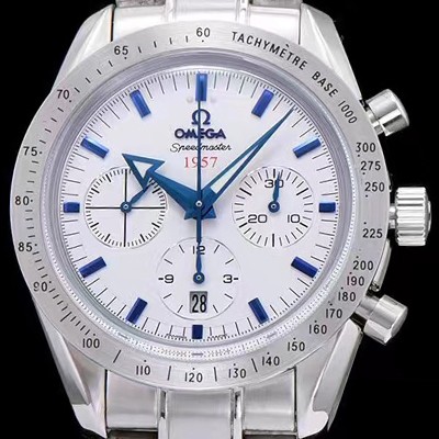 SA급 오메가 남성용 스피드마스터 1957 화이트 다이얼 오토매틱 무브먼트 OMG0311 xx