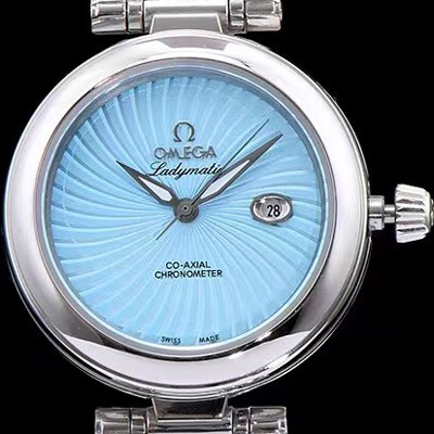 SA급 오메가 여성용 드빌 레이디메틱 신제품!! 425.33.34.20.05.001 물결무늬 입체형 블루 다이얼 브레이슬릿 오토매틱 무브먼트 OMG0031 xx
