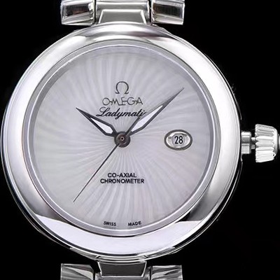 SA급 오메가 남성용 드빌 신형 레이디매틱!! 425.33.34.20.05.001 입체형 화이트 자게 다이얼 화이트 레더스트랩 오토매틱 무브먼트 OMG0033 xx