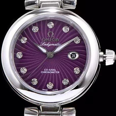 SA급 오메가 남성용 드빌 신형 레이디매틱!! 425.32.34.20.60.001 입체형 퍼플 다이얼 쥬얼 다이아몬드 인덱스 오토매틱 무브먼트 OMG0030 xx