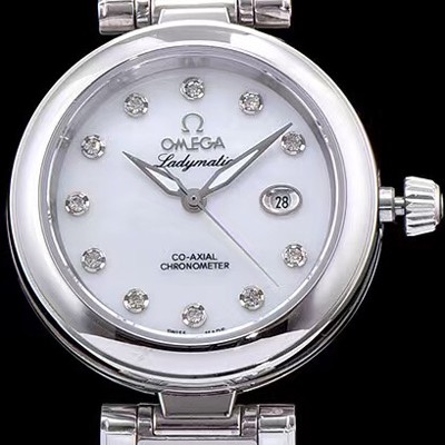 SA급 오메가 여성용 드빌 레이디메틱 신제품!! 425.30.34.20.55.002 화이트 자게 다이얼 쥬얼 다이아몬드 인덱스 브레이슬릿 오토매틱 무브먼트 OMG0030 xx