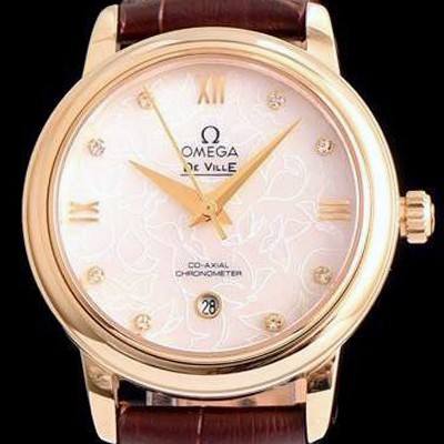 SA급 오메가 여성용 드빌 424.12.33.20.55 18k 옐로골드 자게 화이트 다이얼 오토매틱 무브먼트 OMG0015 xx