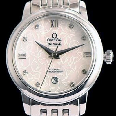 SA급 오메가 여성용 드빌 424.12.33.20.55 자게 화이트 다이얼 18k 화이트골드 브레이슬릿 쥬얼리 인덱스 오토매틱 무브먼트 OMG0011 xx