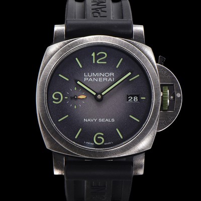 SA급 파네라이 남성용 루미노르 마리나 네이비 씰 PAM01412 44mm 오토매틱 Cal.P.9010 타입 우레탄줄 그레이 다이얼 pan5199 xx