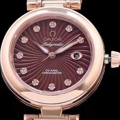 SA급 오메가 여성용 드빌 브라운 다이얼 오토매틱 무브먼트 OMG0300 xx