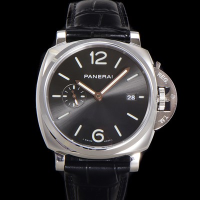 SA급 파네라이 남성용 루미노르 듀 PAM01250 42mm 오토매틱 Cal.P.900 타입 가죽줄 카본 블랙 다이얼 pan5197 xx