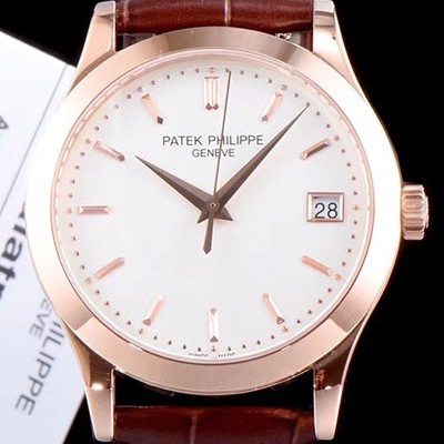 SA급 파텍필립 남성용 칼라트라바 5296R-010 18k로즈골드 화이트 다이얼 오토매틱 무브먼트 PAT0105 xx