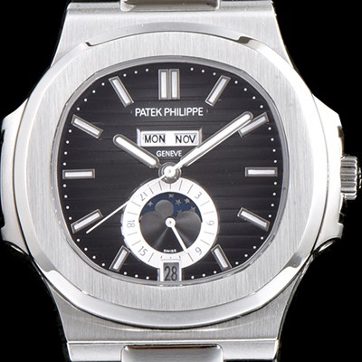 SA급 파텝필립 남성용 파텍필립 신형 노틸러스 데이데이트 문페이즈 진 그레이 텍스쳐드 다이얼 기계식 자동형 무브먼트 PAT0132 xx