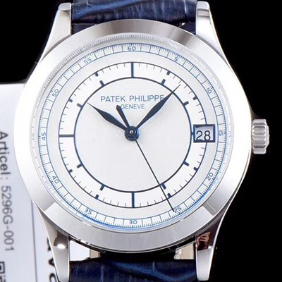 SA급 파텍필립 남성용 칼라트라바 5296G-001 화이트 다이얼 오토매틱 무브먼트 PAT0103 xx