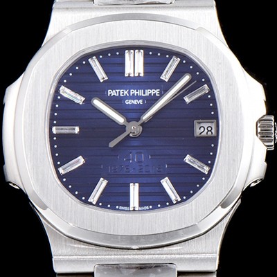 SA급 파텍필립 남성용 노틸러스 40주년기념 스틸 브레이슬릿 블루다이얼 PAT441 xx