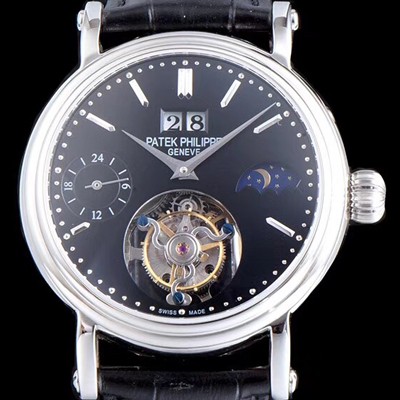 SA급 파텍필립 남성용 그렌드 컴플리케이션 투어빌론 무브먼트 문페이즈 블랙 다이얼 PAT0100 xx