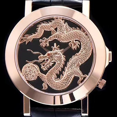 SA급 피아제 남성용 폴로 시리즈 로즈 골드 룡토템 블랙 다이얼 스위스 쿼츠무브 PIA4205 xx