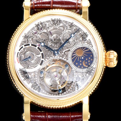 SA급 파텍필립 남성용 그렌드 컴플리케이션 18k 옐로골드 문페이즈 세귤 리얼 투어빌론 최상급 쥬얼 다이아몬드 베젤 스켈레톤 다이얼 PAT0402 xx