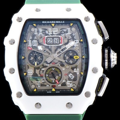 SA급 리차드밀레 남성용 최신버전 업그레이드형 RM011 화이트 세라믹 오버사이즈 데이트 크로노그래프 스켈레톤 다이얼 오토매틱 무브먼트 RIC0410 xx