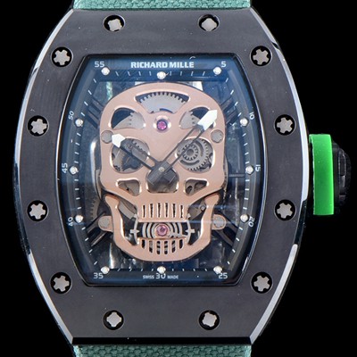 SA급 리차드밀레 남성용 벨크로 스포츠 스트랩!! RM52-01 스컬 워치 스켈레톤&해골무늬 다이얼 오토매틱 무브먼트 RIC0451 xx