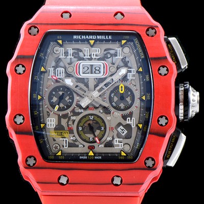 SA급 리차드밀레 남성용 오토매틱 플라이백 RM11-03 오버사이즈 데이트 크로노그래프레드 카본 TPT 스켈레톤 다이얼 오토매틱 무브먼트 RIC0401 xx