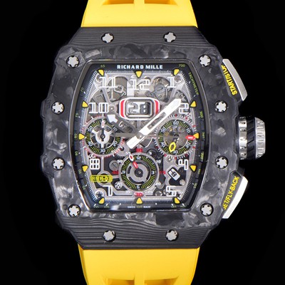 SA급 리차드밀레 남성용 플라이백 RM11-03 오버사이즈 데이트 크로노그래프레드 포지드 카본 케이스 스켈레톤 다이얼 오토매틱 무브먼트 RIC08691 xx