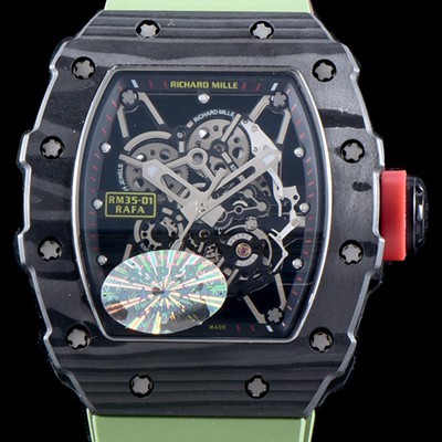 SA급 리차드밀레 남성용 라파엘 나달 RM35-01 100% 포지드 카본 케이스 스켈레톤 다이얼 오토매틱 무브먼트 RIC0400 xx