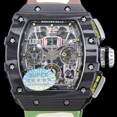 SA급 리차드밀레 남성용 오토매틱 플라이백 RM11-03 오버사이즈 데이트 크로노그래프레드 포지드 카본 케이스 스켈레톤 다이얼 오토매틱 무브먼트 RIC0241 xx