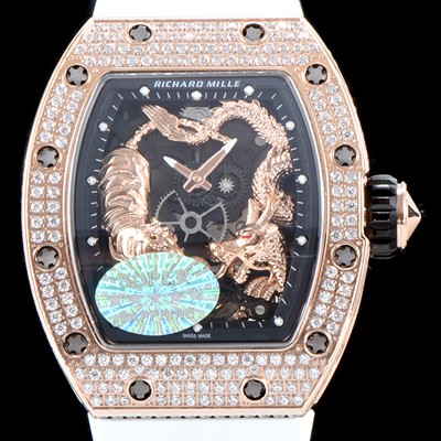 SA급 리차드밀레 남성용 리차드밀 RM51-01 타이거&드래곤 미쉘 요 워치!! 수공 맞물림 형식의 쥬얼세팅 고급스러운 18K 로즈골드 스켈레톤 다이얼 오토매틱 무브먼트 RIC0452 xx