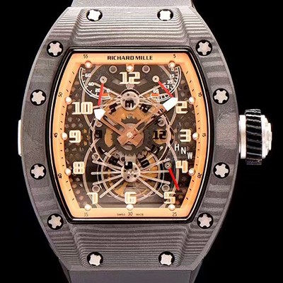 SA급 리차드밀레 남성용 RM022 NTPT RG 포지드 카본 스켈레톤 다이얼 블랙 러버 스트랩 오토매틱 무브먼트 RIC0403 xx