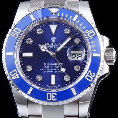 SA급 로렉스 남성용 NEW VIP 버전!!서브마리너 116619LB-97209 8DI 블루 세라믹 베젤 블루 다이얼 쥬얼 다이아몬드 인덱스 브레이슬릿 스위스 3135 오토매틱 무브먼트 ROL0320 xx