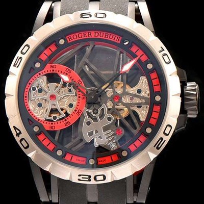 SA급 로저드뷔 남성용 엑스칼리버 블랙&래드 다이얼 오토매틱 무브먼트 ROG4211 xx