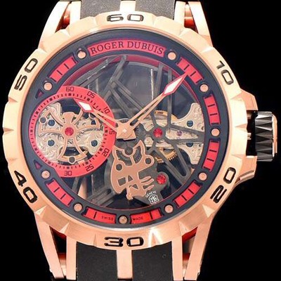 SA급 로저드뷔 남성용 엑스칼리버 블랙&래드 다이얼 오토매틱 무브먼트 ROG4215 xx