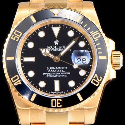 SA급 로렉스 남성용 서브마리너116618LN-97208 블랙 세라믹 베젤 18k 옐루골드 도금 블랙 다이얼 브레이슬릿 ETA 2836-2 오토매틱 무브먼트 ROL0341 xx