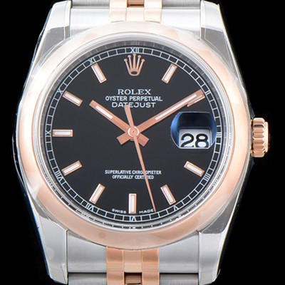 SA급 로렉스 남성용 업그레이드형 데이져스트 116201-63601 오이스터36mm 스무스 베젤(AR) 18K 로즈골드 투톤콤비 블랙 다이얼 오토매틱 무브먼트 ROL0010 xx