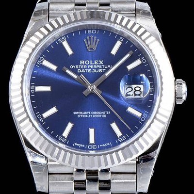 SA급 로렉스 남성용 데이저스트 II 126334 블루 다이얼 야광 스틱 인덱스 스틸 브레이슬릿오토매틱 무브먼트 ROL0001 xx